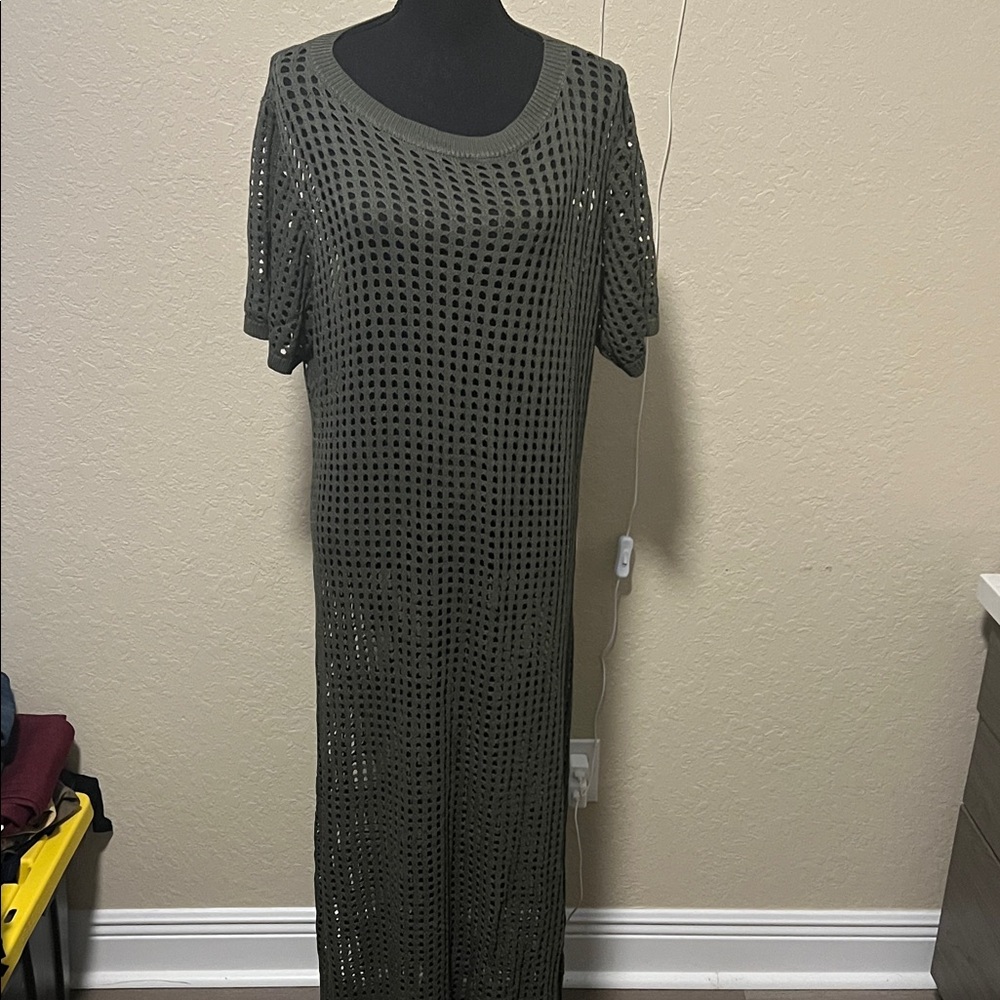Olive Green Knit Dress or swim cover up